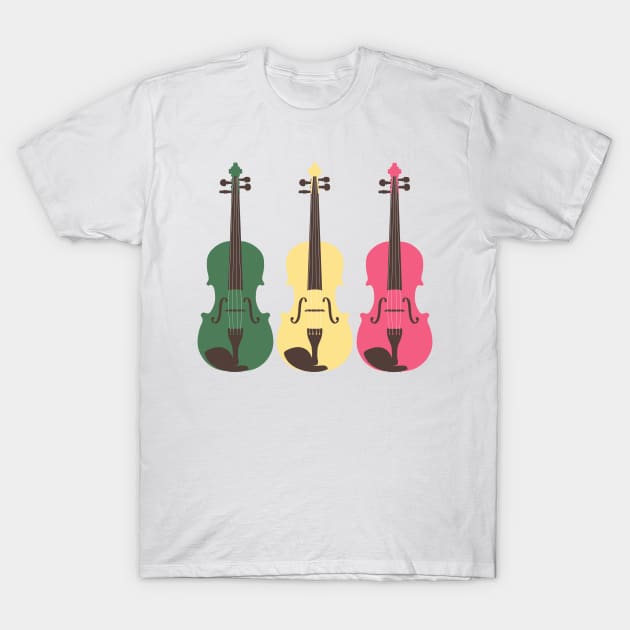 A Serenade of Strings in Pink, Green and Yellow T-Shirt by NattyDesigns